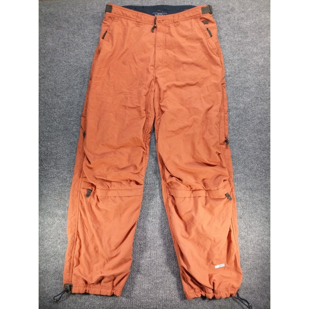 Sonoma Men's Convertible Cargo Pants Zip Off Hiking Shorts Orange Outdoor